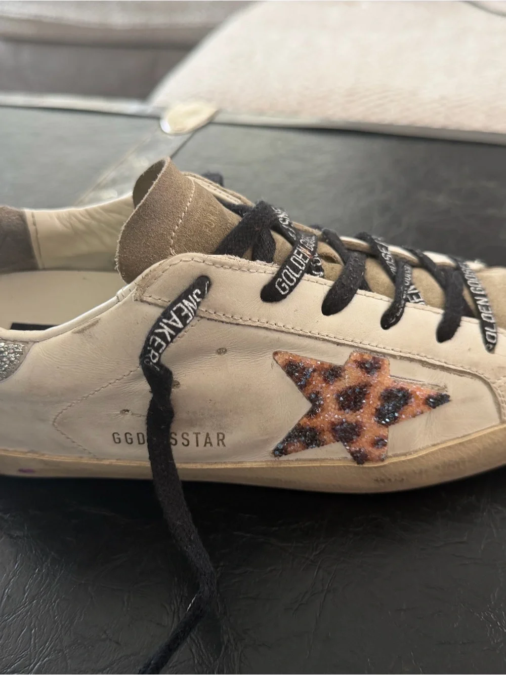 Golden Goose White Leather Super-Star Sneaker with Swarovski Crystal